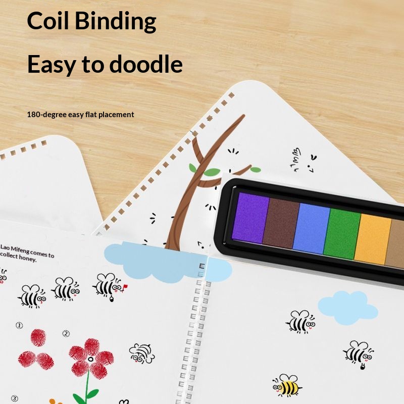 Portable Finger Paint Set with Finger Painting Book for Creative Doodling Fingerprint Paint for Toddlers and Kids, Suitable for Ages 3+ and Preschool