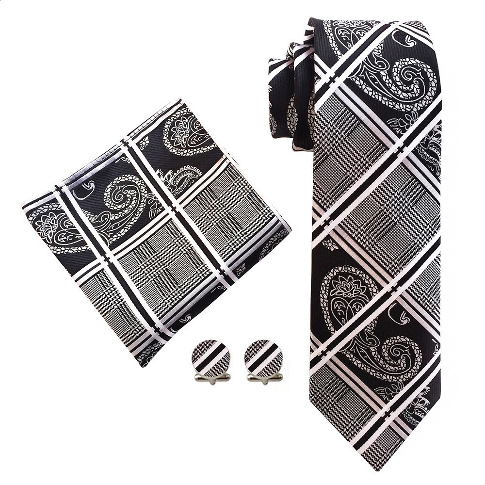 Hi-Tie Orange Paisley Silk Wedding Tie For Men Handky Cufflink Gift Mens Necktie Fashion Business Party Dropshiping 241218