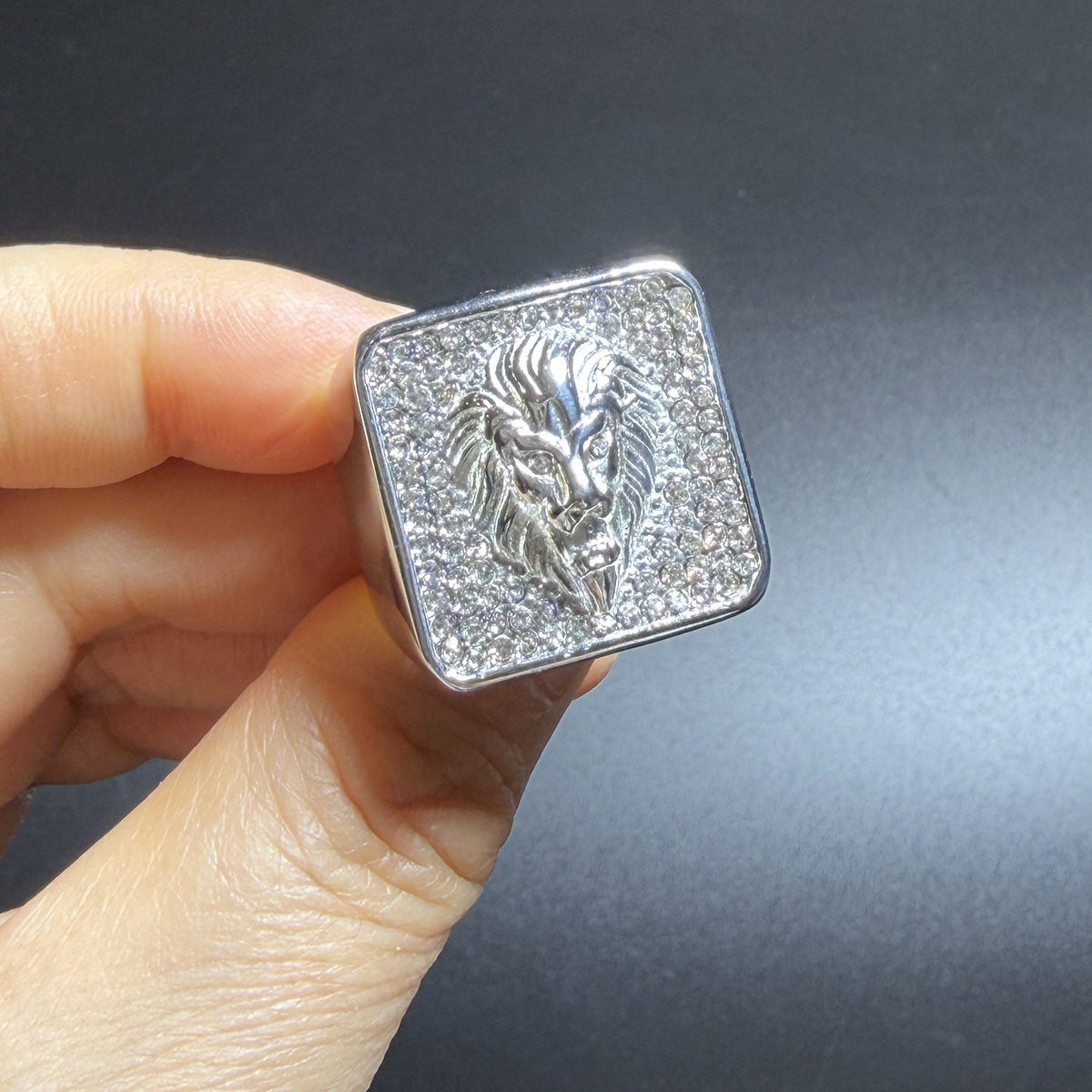 Hip Hop Lion Head Casting Ring Stainless Steel 18k Gold Plated Mens Jewelry