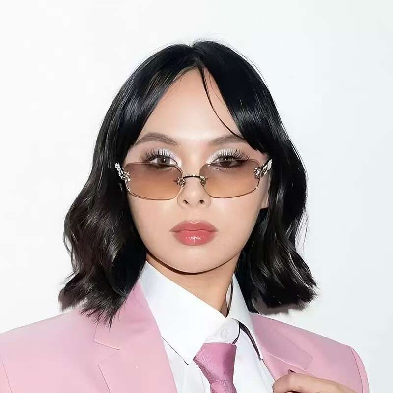 Sunglasses Y2K Frameless Five Pointed Concave Bowknot Metal Frame Personality Design for Driving and Outdoor Wear Gift High Quality Texture