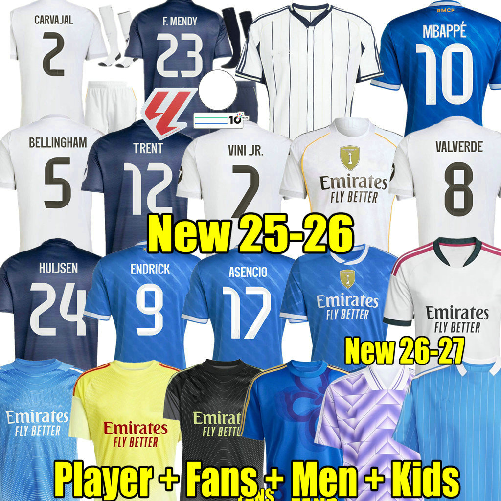 3XL 4XL 25 26 27 BELLINGHAM soccer jersey MBAPPE VINI JR Player FANS football shirt VALVERDE ASENCIO camiseta 4TH MADRIDS kids kit 2025 2026 uniform women RODRYGO