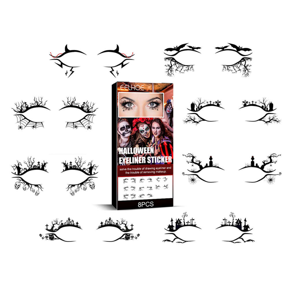 EELHOE Halloween Horror Fashion Party Makeup Tools Bat Spider Decorative Eyeliner Eyeshadow Stickers S260202