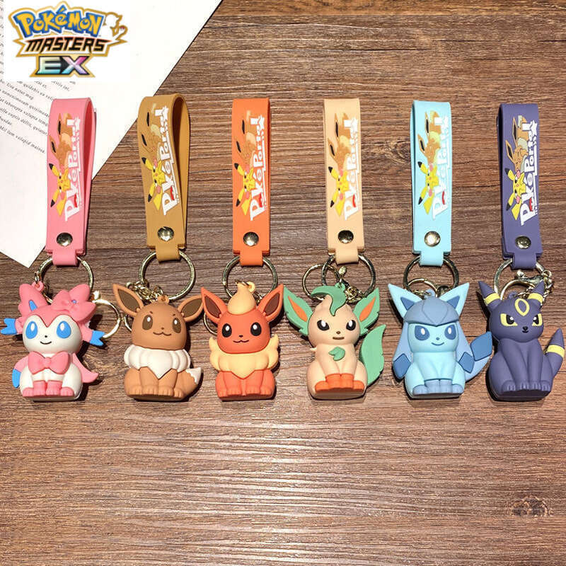 New Pokmon Cross-Border Eevee Cartoon Pikachu Keychain Creative Couple Gift Cute Car Bag Pendant L260203