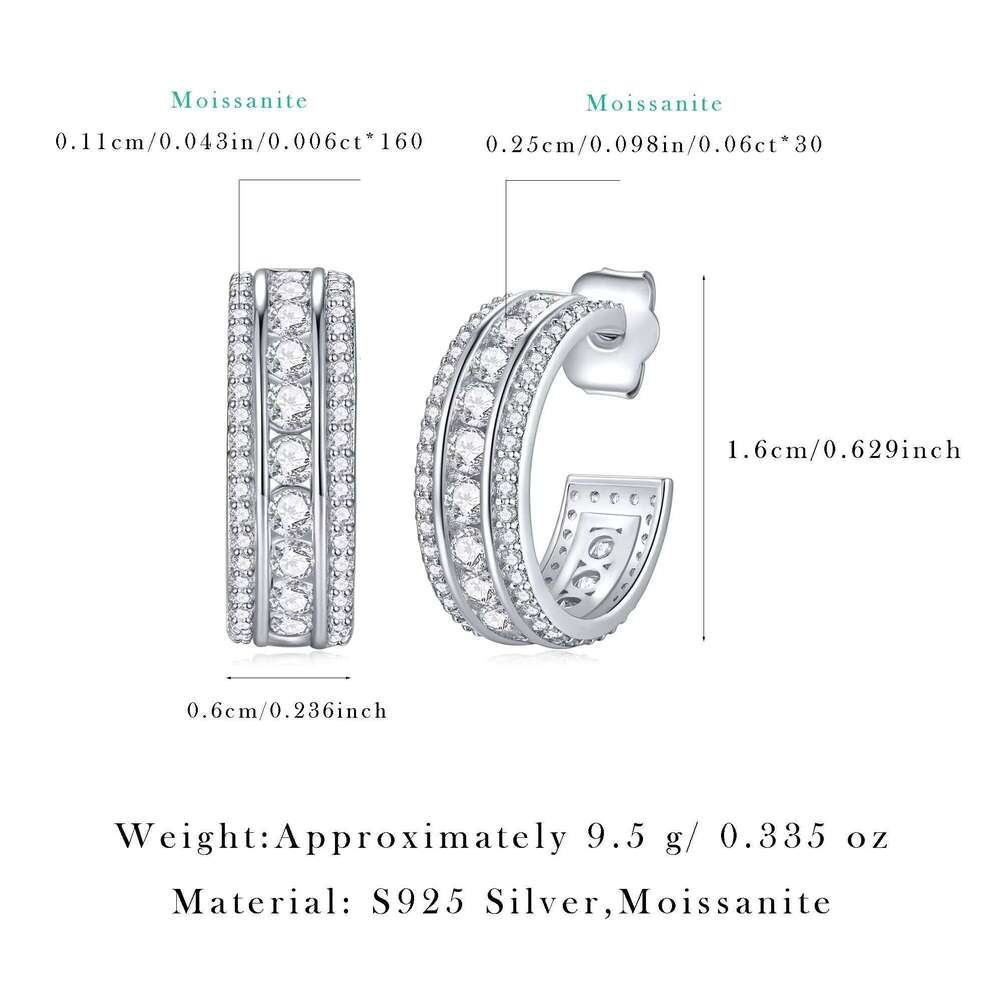Wholesale Rapper 925 Sterling Silver Moissanite Square Shaped Stud Earring Party Jewelry E240113705