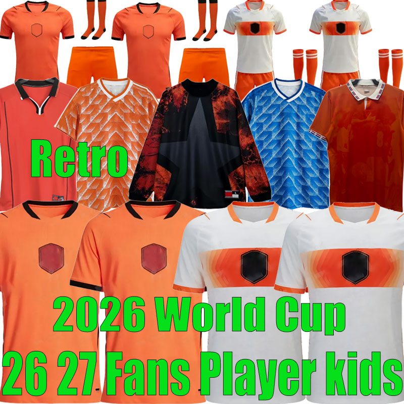 Netherlands 2026 World Cup MEMPHIS VIRGIL Soccer Jerseys Retro 26 27 DE JONG GAKPO MALEN VEERMAN WEGHORST DUMFRIES BROBBEY FRIMPONG Shirt DE LIGT XAVI men kids kit