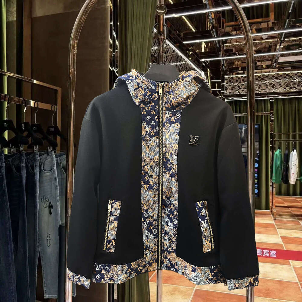 2025 Spring New Design Sense Light Luxury Men's Youth Fashion Trend Versatile Patchwork Hooded Casual Jacket