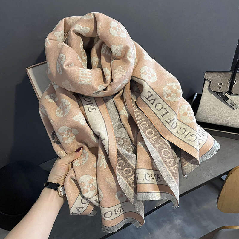 Autumn Winter Korean Version Printed Imitation Cashmere Scarf for Women, Dual-use Air Conditioning Shawl, New Double-sided Thickened Neck Warmer