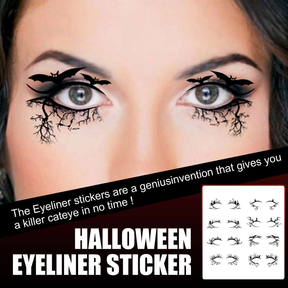 EELHOE Halloween Horror Fashion Party Makeup Tools Bat Spider Decorative Eyeliner Eyeshadow Stickers S260202