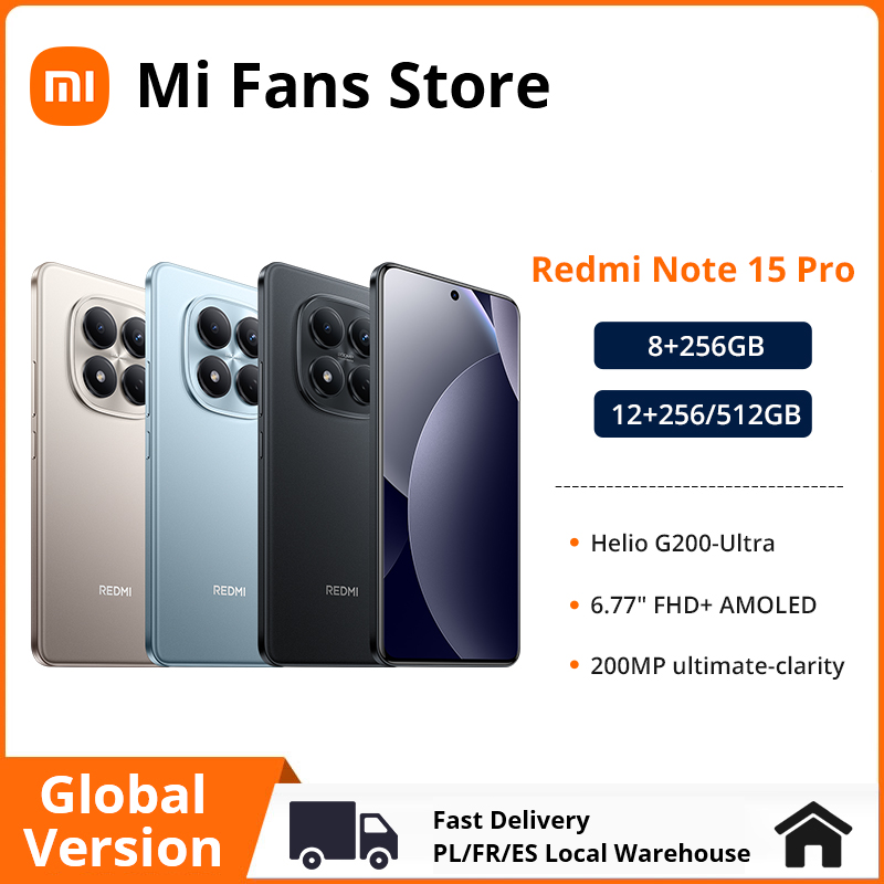 Xiaomi Redmi Note 15 Pro 4G Global Version MTK Helio G200-Ultra 6.77"AMOLED display 200MP ultimate-clarity camera