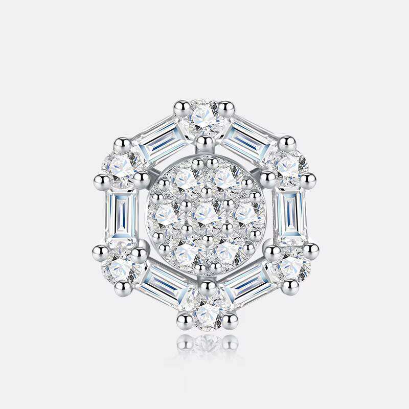 Customized Prong Setting Emerald Cut New Design Luxury 925 Sterling Silver VVS Moissanite Diamond Geometric Stud Earrings