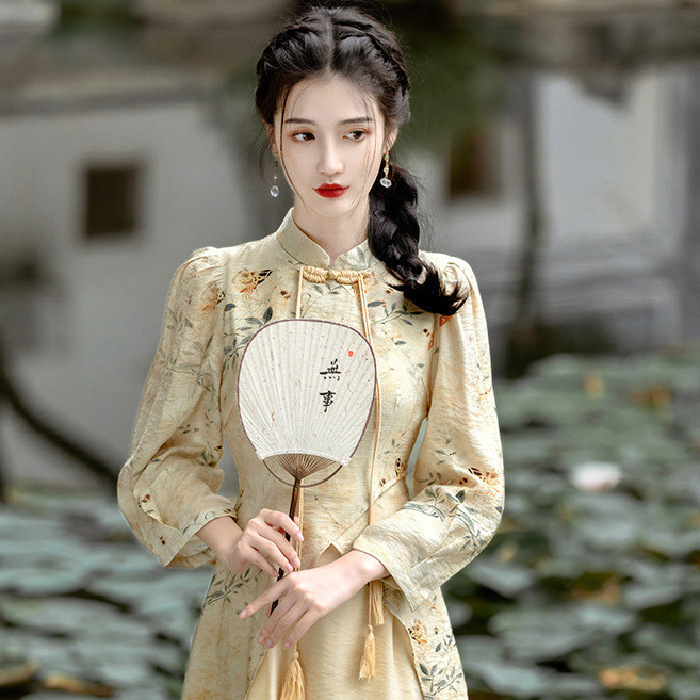 Designer's Chinese Improved Cheongsam Children's Dress Spring And Autumn Winter 2026 New Style Temperament Long Sleeved Mid Length Skirt