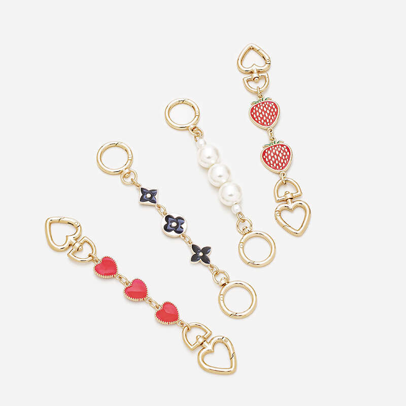 Extension Pearl Metal Chain Accessories Heart Buckle Strap Single Shoulder Mahjong Underarm Bag National Trend