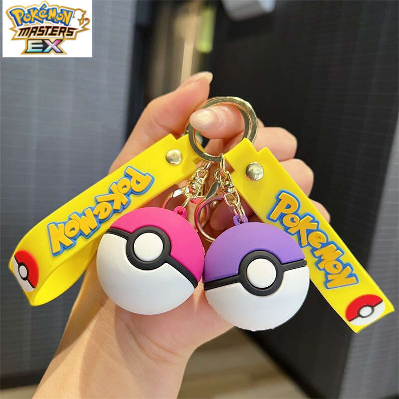Creative Cartoon Cute Pokmon Solid Pet Elf Ball Keychain Men and Women Accessories L260203