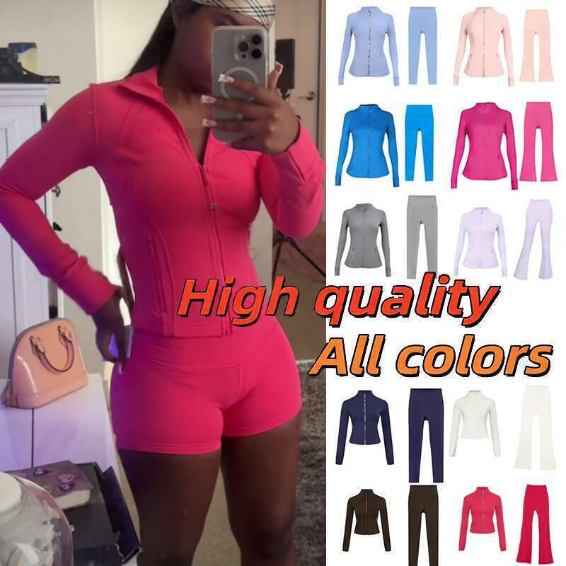 3A New luluity lemonal women Jakets sets high waist pants gym sets jogging legging men luluity lemonal sets sports gold zipper long sleeves luluity lemonal jacket b1