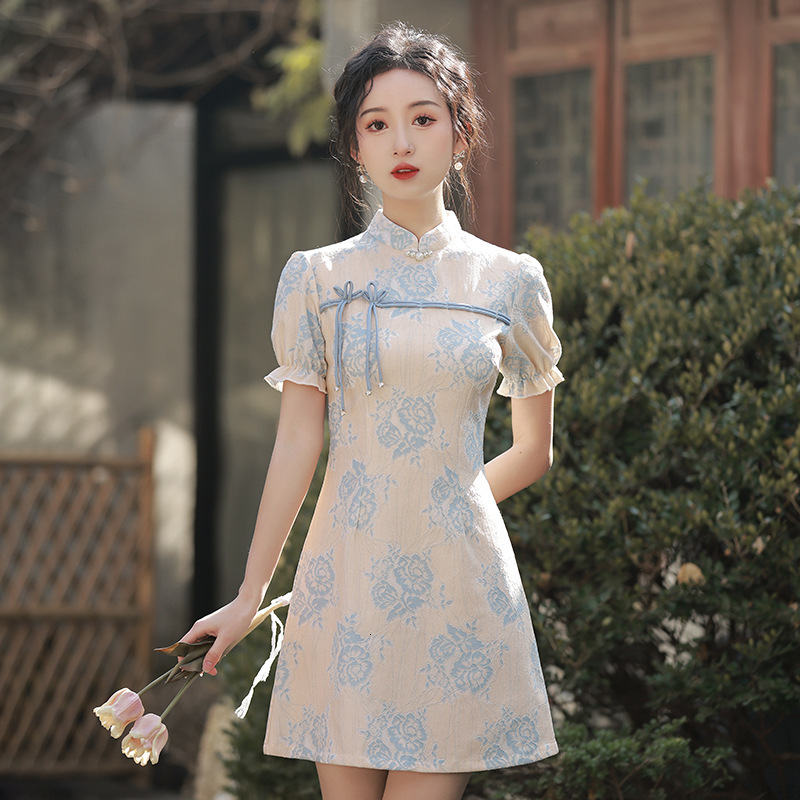 Designer Black Lace Daily Short Style Improved Cheongsam 2025 New Style Young Women's Sexy Small Fashion Sexy Dress Summer