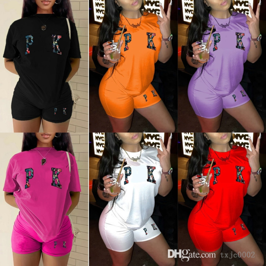 Womens Tracksuits Two Pieces Set Designer New Casual Summer Outfits Standard Size T-shirt Shorts Set Sports Plus Size S-4XL 6 Colors