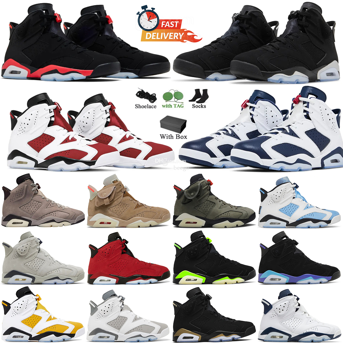 with Box Basketball Shoes Mens 6s 6 Reverse Infrared Salesman Aqua Bravo Cool Grey Georgetown Midnight Navy Red Oreo University Blue British Yellow Sneakers