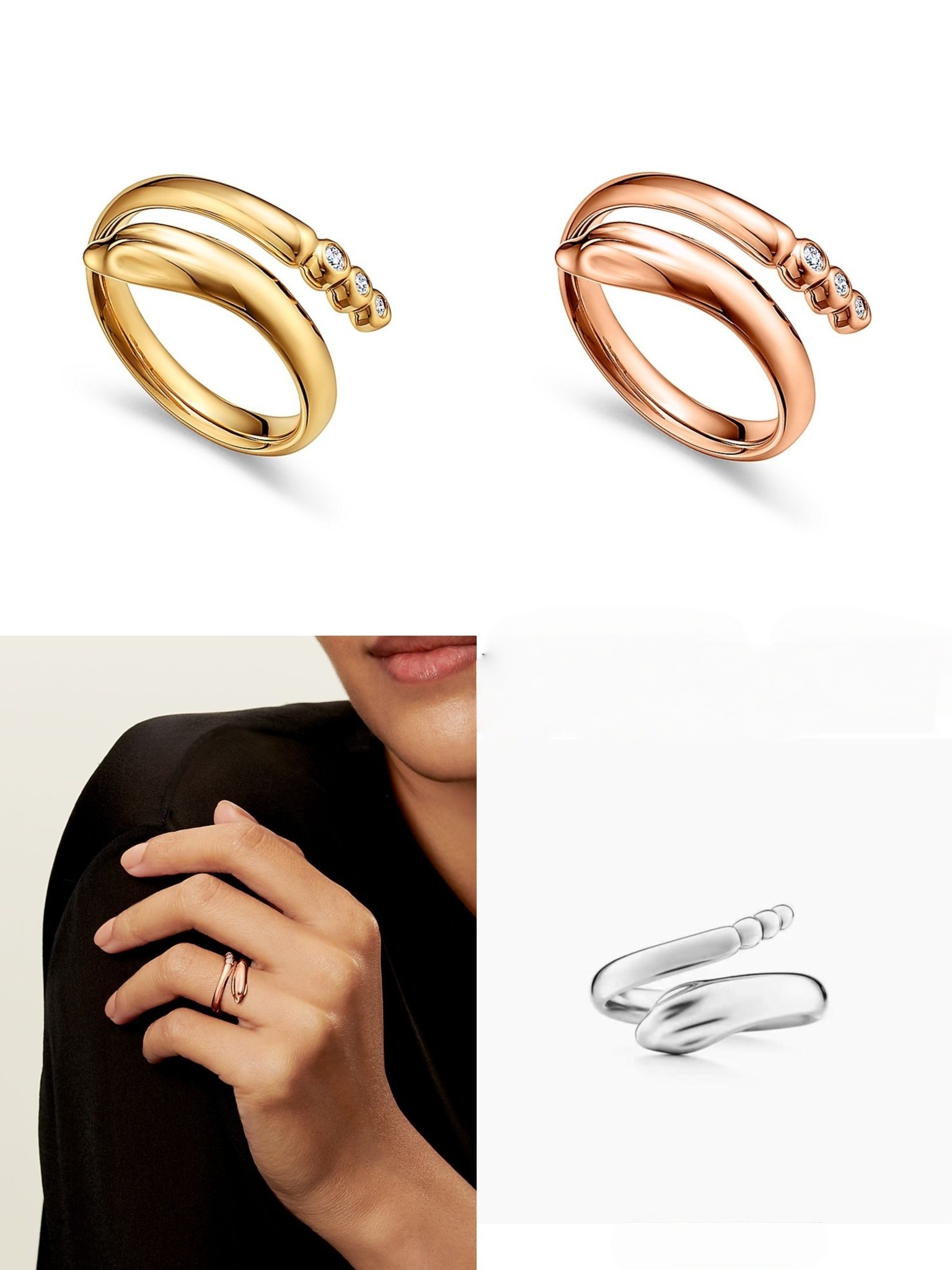 Halley Emerald Gemini Spinelli Kilcol rings brand designer New fine jewelry gold and sterg sier Hydra ked Designer Fine Jewelry Stack Rings for women 103854