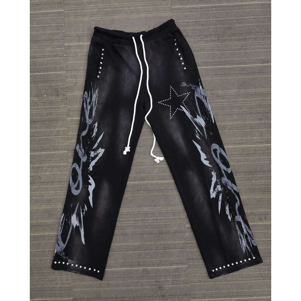 Autumn Winter Season Unisex Fashion Set Street Style Rhinestone Zipper Hoodie Drawstring Pants European And American