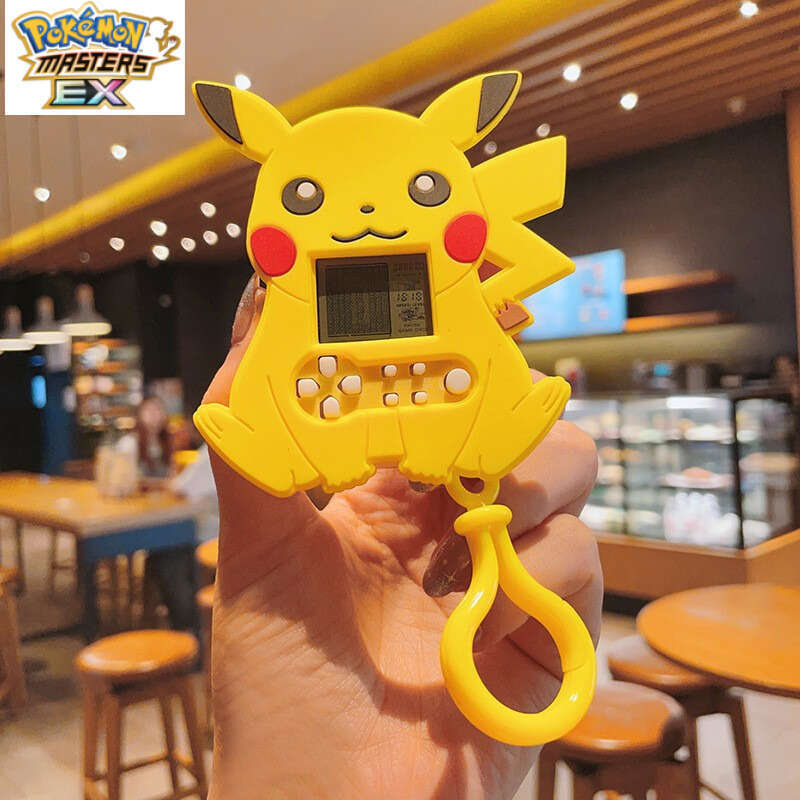Cartoon Pikachu Keychain Super Mario Handheld Game Console Student Bag Pendant Claw Machine Ornament L260203