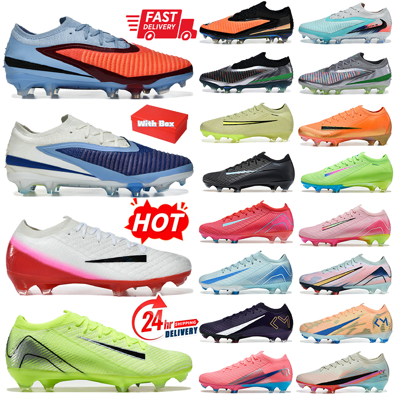Designer football boots Phantom 6 Elite FG Low Mercurials 16 women men Soccer Shoes Vini Fly Fear Nothing Pack Black Blueoutdoor Comfortable Soccers Cleats with box