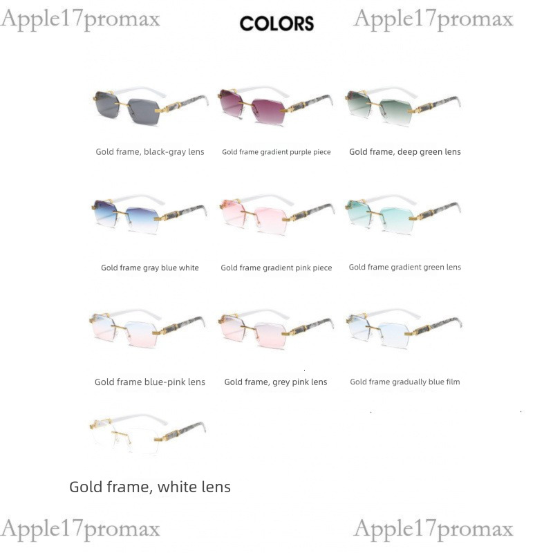Luxury Brand Designer Cross-border New Sunglasses Cool Summer Frameless Diamond Cut Edge INS Style Sunglasses Fashion Item