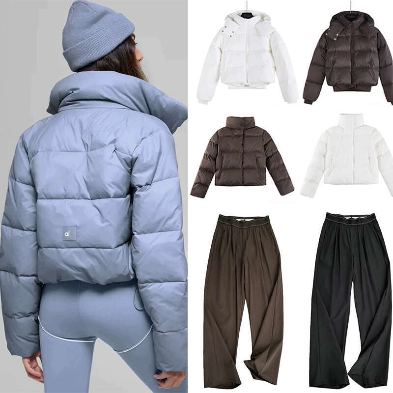 New Top Alosetitys Women Men Puffer Jacket Winter Thickened Warmth Stand Up Collar Hooded Designer Puffer Jacket Alosetitys Sets Alopuffer Jacket Legging Set