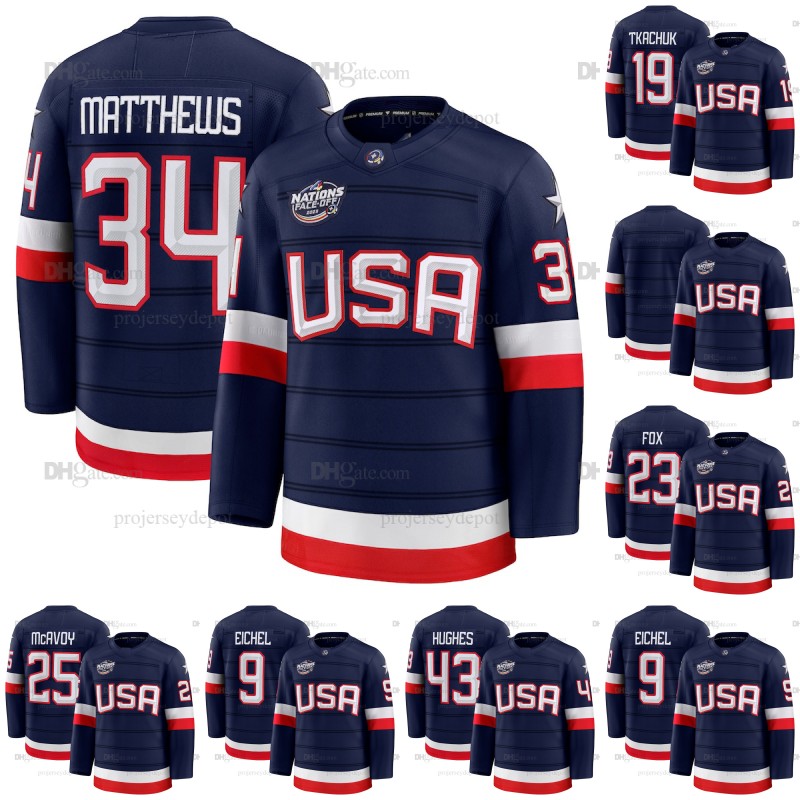 2025 4 Nationss Face-off USA Hockey Jersey Jack Hughes Charlie McAvoy Jeremy Swayman Zach Werenski Brock Faber Custom Jersey Mens Womens Youth