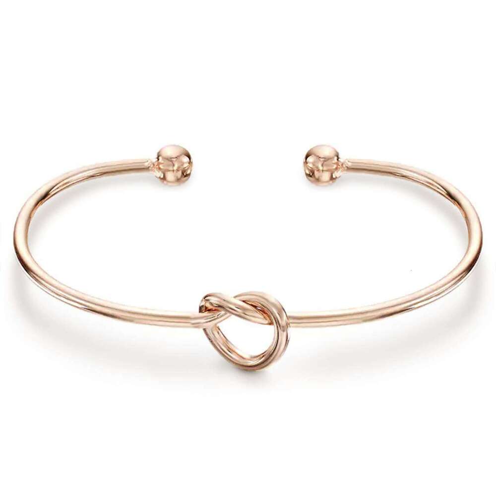 Knot Heart-Shaped C-Link Stainless Steel Bracelet Open-Style Non-Fading Titanium Steel Jewelry 18K Gold-Plated Women's Style