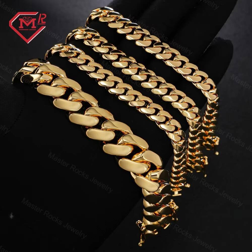 18mm Cuban Chain 10k 14k 18k 24k Real Gold Filled Custom Moissanite Clasp Plain Miami Hip Hop Cuban Link Chain