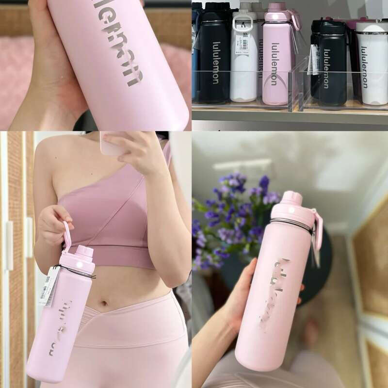 Bottles Yoga luluity lemonal Sports Water 304 Bottles Simple Pure Color Insulated Tumbler Mug Cups with Lid Thermal Insulation Gift luluity lemonal Cup men zd