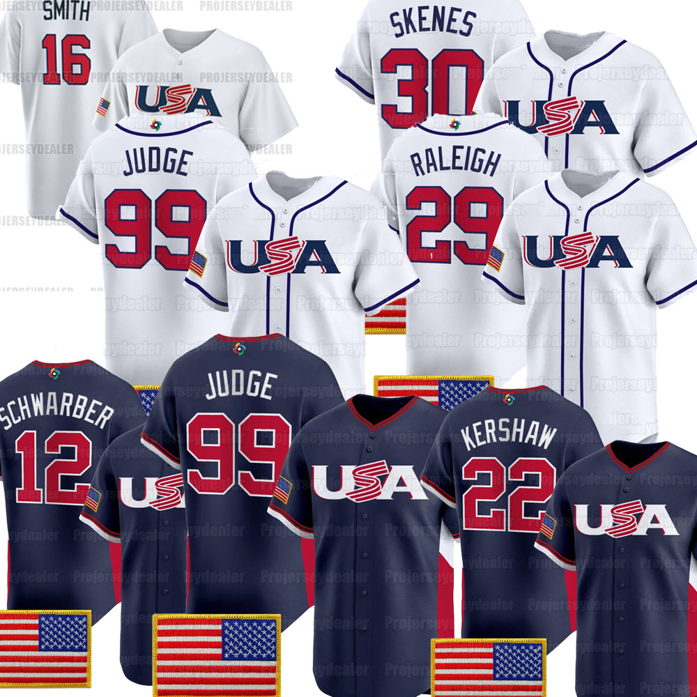 99 Aaron Judge Team USA 2026 World Baseball Classic Jerseys Paul Skenes Pete Crow-Armstrong Tarik Skubal WBC Cal Raleigh Harper United States