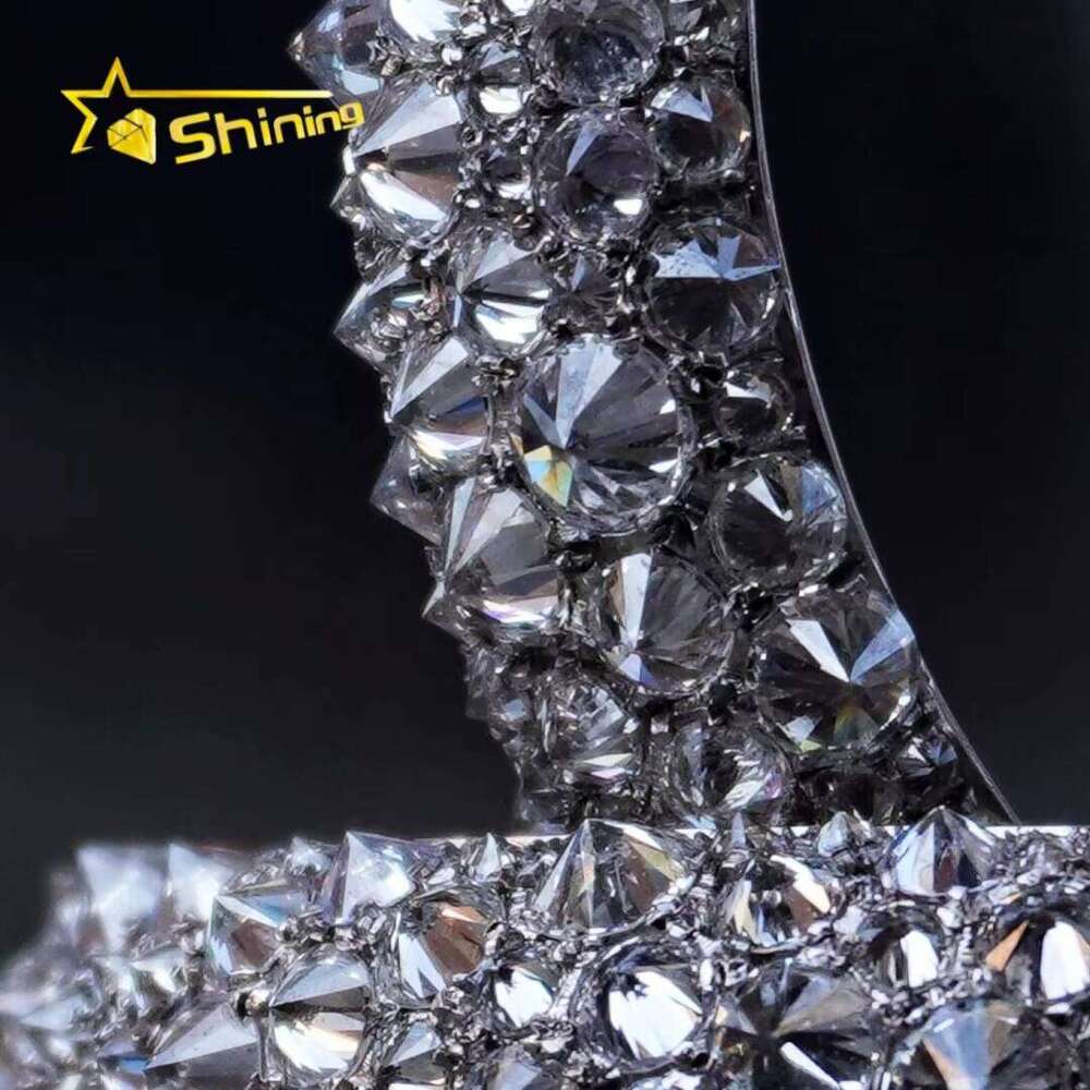 New Arrivals Charms Fashion Jewelry Custom S925 Silver Iced Out VVS Moissanite Diamond Mosaic Inverted Mens Hoop Earrings