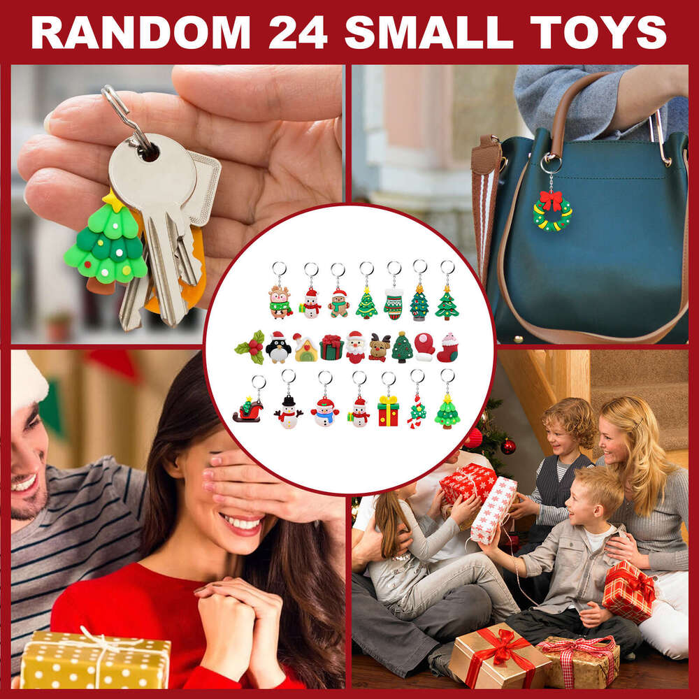 Dowmoo Christmas Keychain 24 Days Advent Elk Festival Calendar Blind Resin Pendant Gift Box S260202