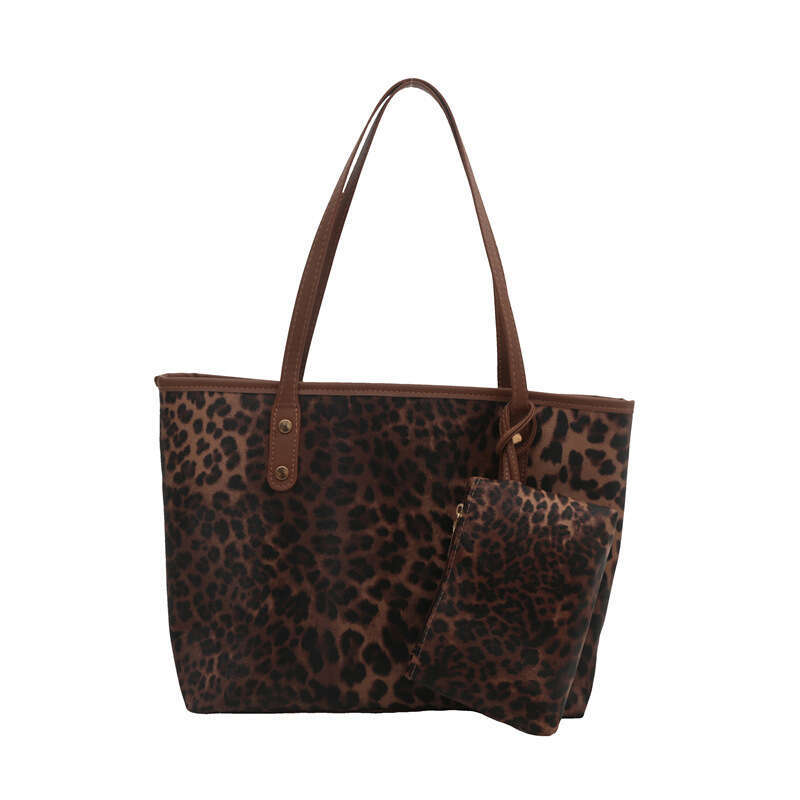 tote leopard print large capacity commuter versatile handbag single shoulder shopping new womens bag