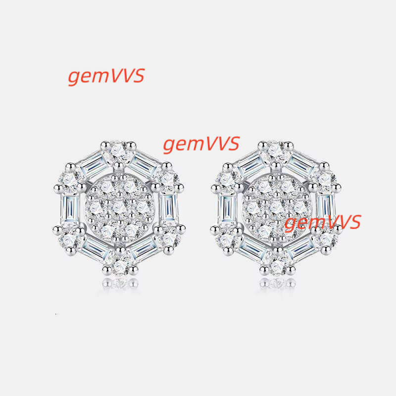 Customized Prong Setting Emerald Cut New Design Luxury 925 Sterling Silver VVS Moissanite Diamond Geometric Stud Earrings