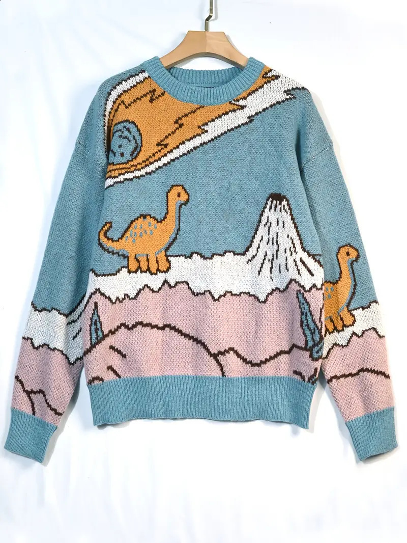 Autumn and Winter Heavy Embroidery 3D Flower Pullover Round Neck Loose Knitted Sweater for Women 240717