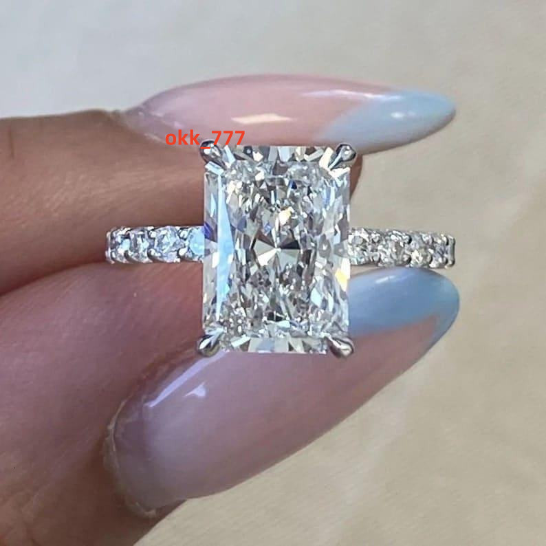 D Color Radiant Cut CVD Lab Grown Diamond 3 CT Engagement Ring Solid 14K 18K White Gold Jewelry
