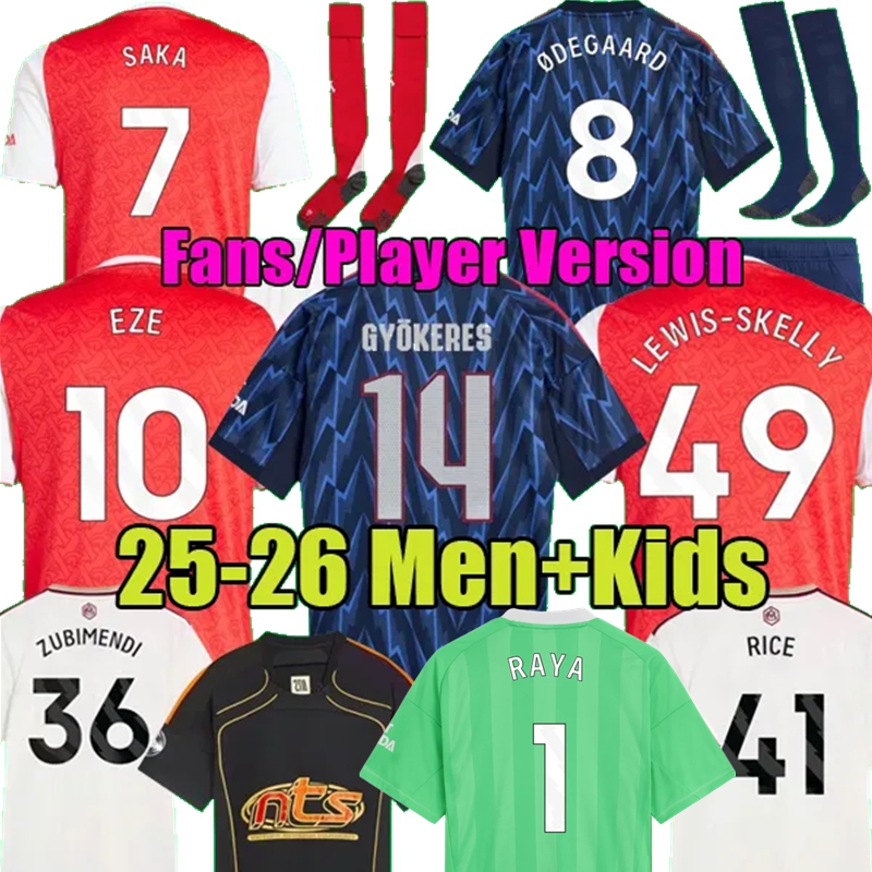 2025 2026 EZE Gunners RAYA MADUEKE SAKA ZUBIMENDI GYOKERES HAVERTZ RICE soccer jerseys SALIBA ODEGAARD J.TIMBER HINCAPIE MERINO ARSen 25 26 football Men kids shirts
