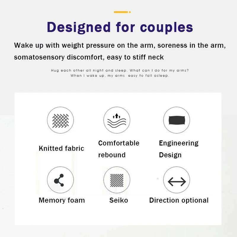 Left Right Couple Orthopedic Memory Foam Protect Cervical Vertebra Release Arm Pain Pressure Pillow for Side Sleeper 26W0203
