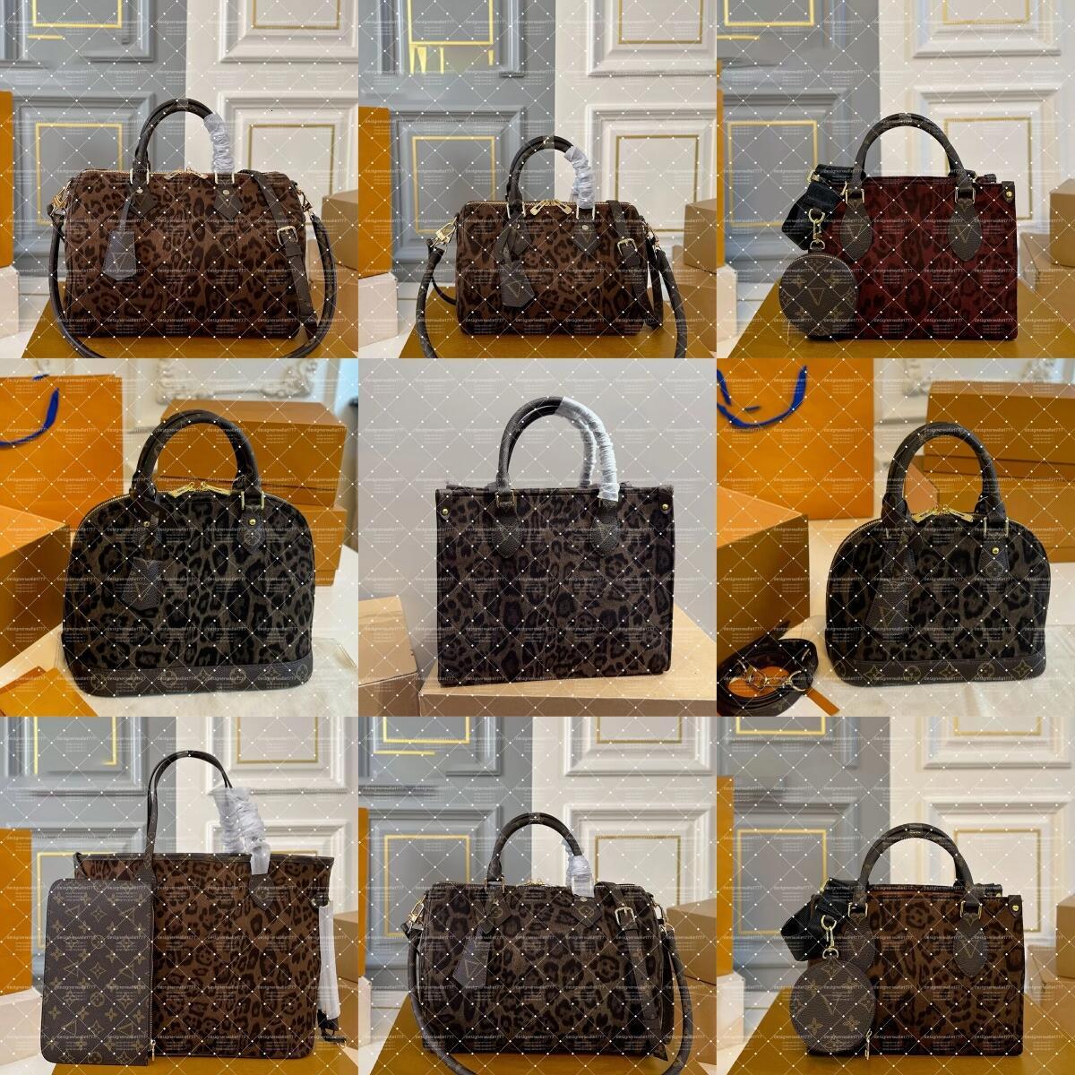 10A Luxury leopard print designer tote bags onthegos women leather shoulder bags almas handbags speedytotes 25 30 crossbody bag womans handbag purse top quality