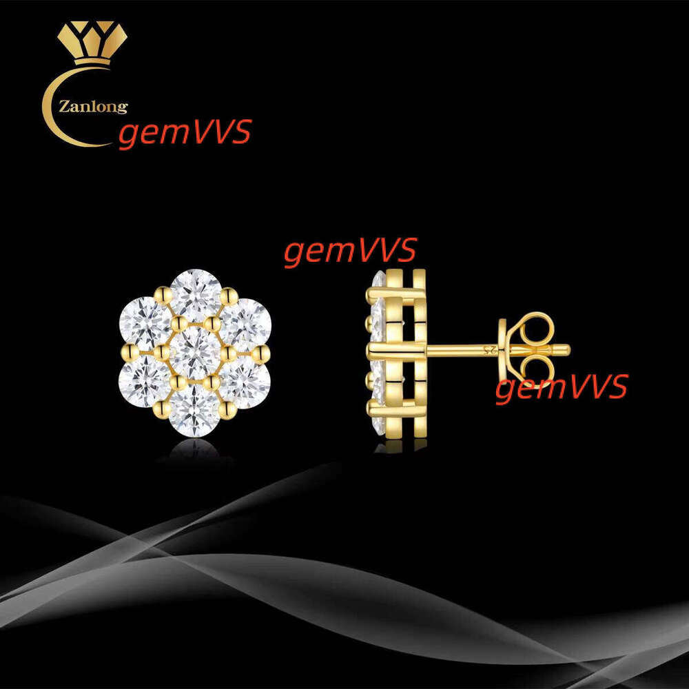 Cluster Flower S925 VVS For Men And Women, 925 Sterling Silver Moissanite Stud Earrings With GRA Certificate