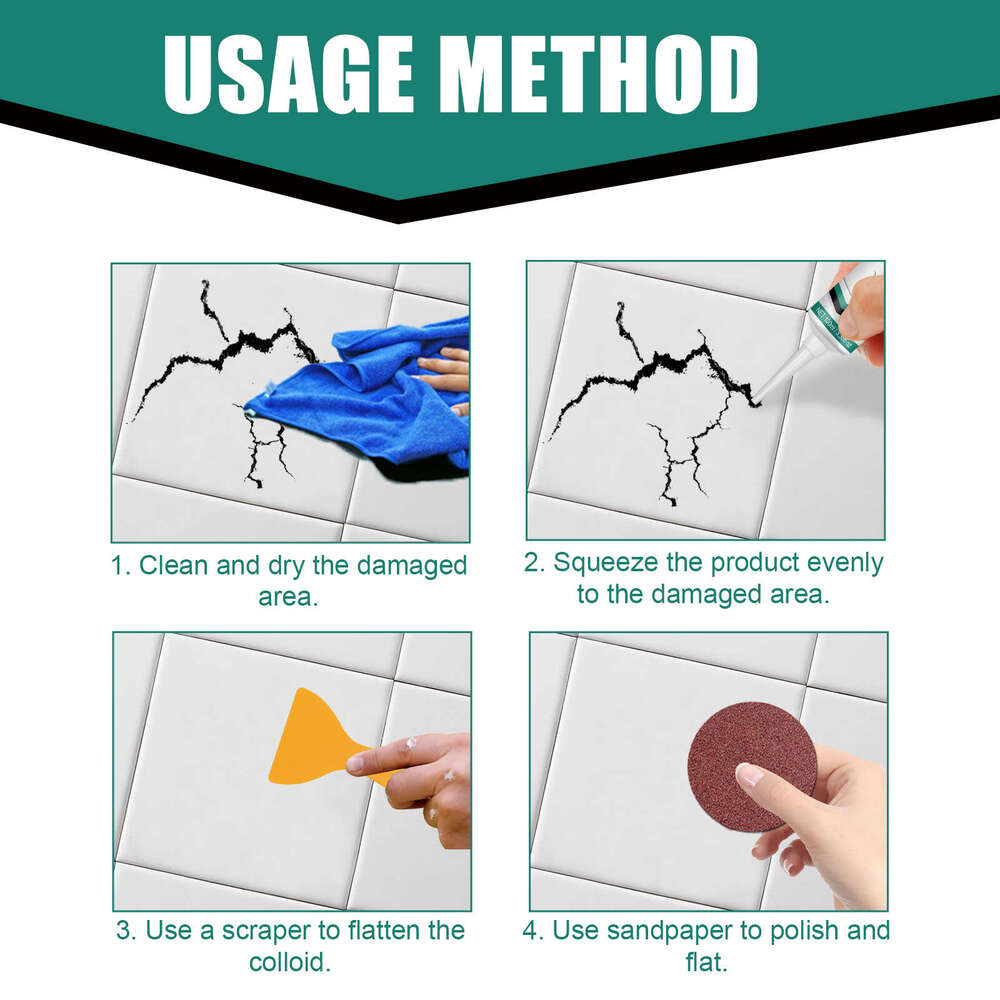 Jue-Fish Paste Crack Repair Tile Quick-Drying Adhesive for Marble Bathtub Furniture Toilet S260202