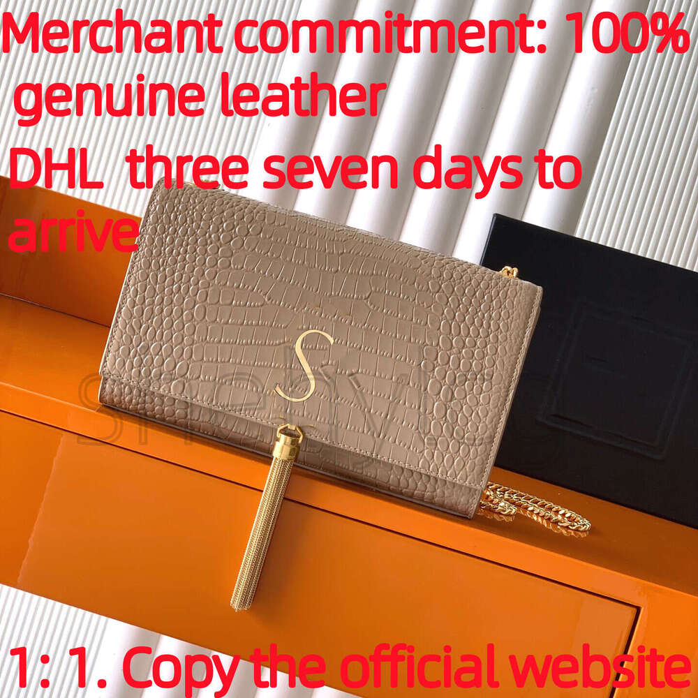 mirror quality bag Shoulder Bags Kate High Quality Women's handbag Purse Crossbody Bag Bright Face Cow Leather Black Chain Bag crocodile leather