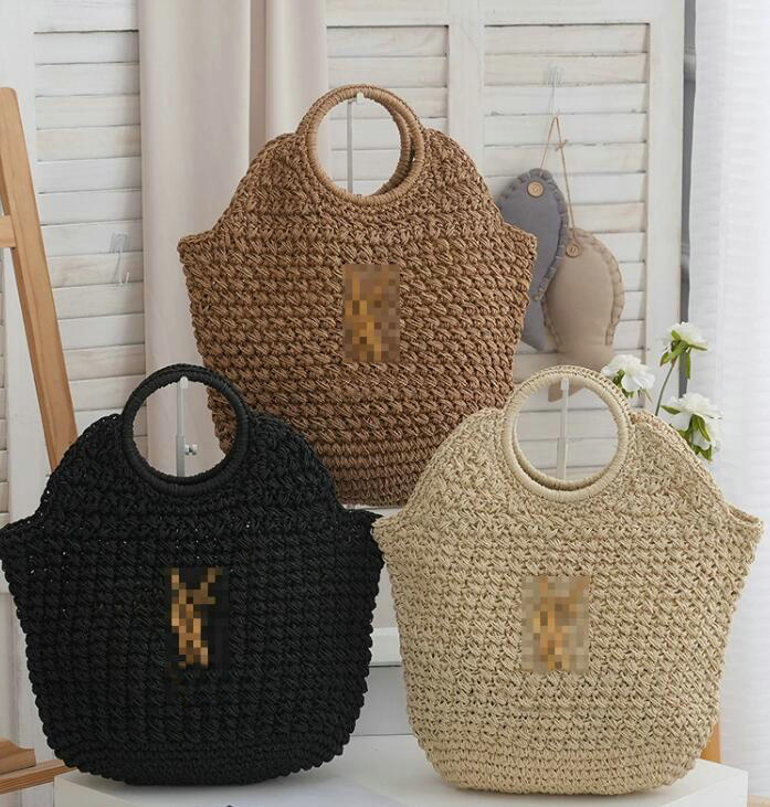 Designer straw Bag Woven Fashion Tote Bag Casual Tote Large Capacity Embroidery Hollowed-out Summer Beach Resort Shoulder Bag