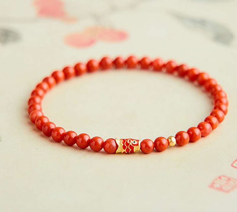Natural Stone Red Agate Good Luck Single Circle Transfer Bead Unisex Zodiac Year Ultra-fine Gift for Girlfriend Bracelet