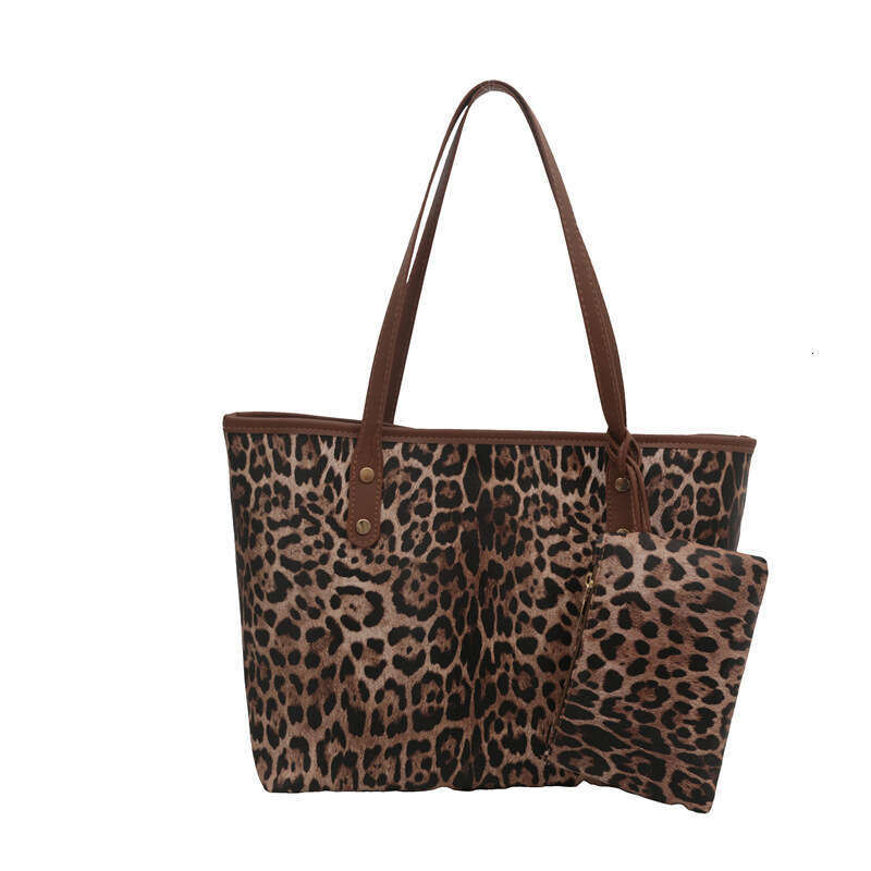 tote leopard print large capacity commuter versatile handbag single shoulder shopping new womens bag