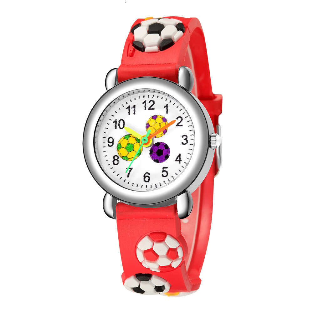 Children's Cartoon 3D Embossed Football Pattern Plastic Strap Student Cute Men's and Women's Sports Watch