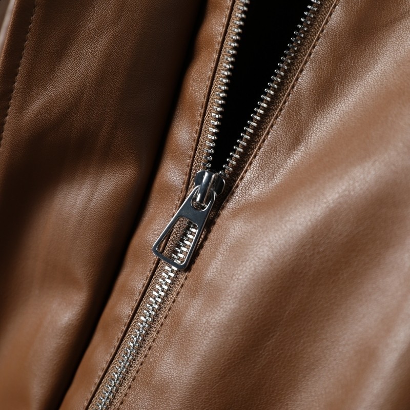 INCERUN Tops 2024 Korean style mens zipper shoulder pad cut jacket casual loose solid long sleeved leather jacket S-5XL240808