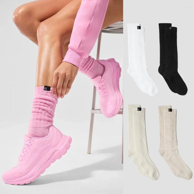 Women Socks Yoga Scrunch Tall Pure Cotton Soft Breathable Sports Knit Gym Casual Thick